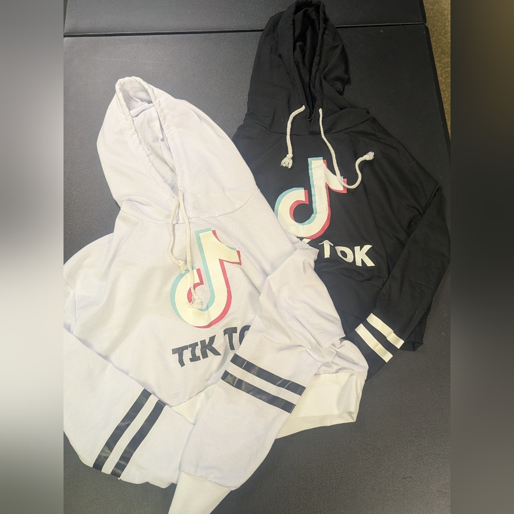 White & Black TikTok Logo Hoodies cropped